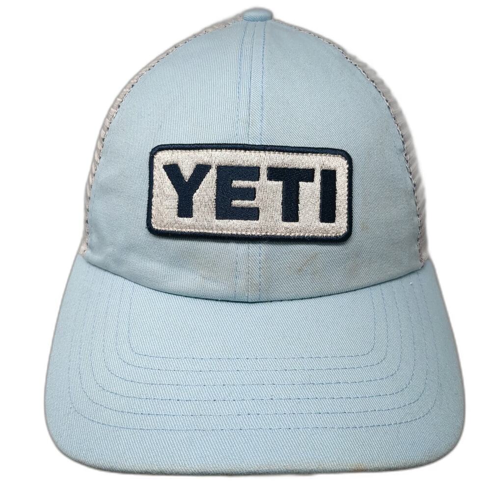 YETI Trucker Hat Blue White One Size Mesh Snapback Built For The Wild Logo